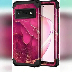 Google Pixel 6 Pro Case,Heavy Duty Shockproof Protection Wine Red (New)